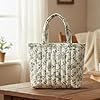 Introti Women Girls Quilted Cotton Hand Carry Tote Bag for School Work Daily Use #4