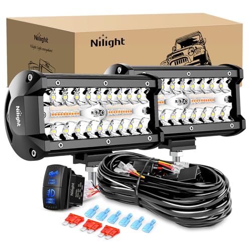 Nilight 6.5Inch Off-Road LED Light Bar, 2PCS 120W 3