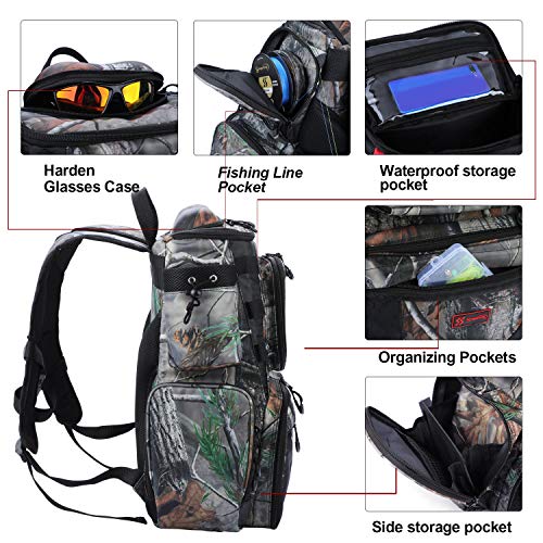Sougayilang Mochila impermeable para pesca con 4 bandejas y caja de aparejos miniatura 3