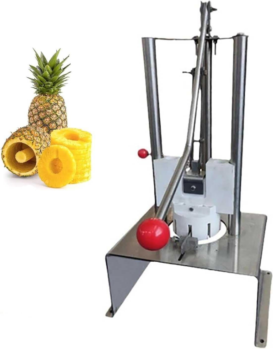 Commercial Pineapple Corer Machine, Stainless Steel Pineapple Flesher, Manual Pineapple Cutter and Slicer, Output: 60pieces/Hour, 10s to Remove Pineapple Skin, for Supermarkets.