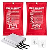 2 mantas ignífugas de cocina – 1 m x 1 m – Cumple con la norma EN 1869:2019, manta ignífuga, manta ignífuga de fibra de vidrio, adecuada para incendios de grasa en chimeneas, barbacoas, oficinas