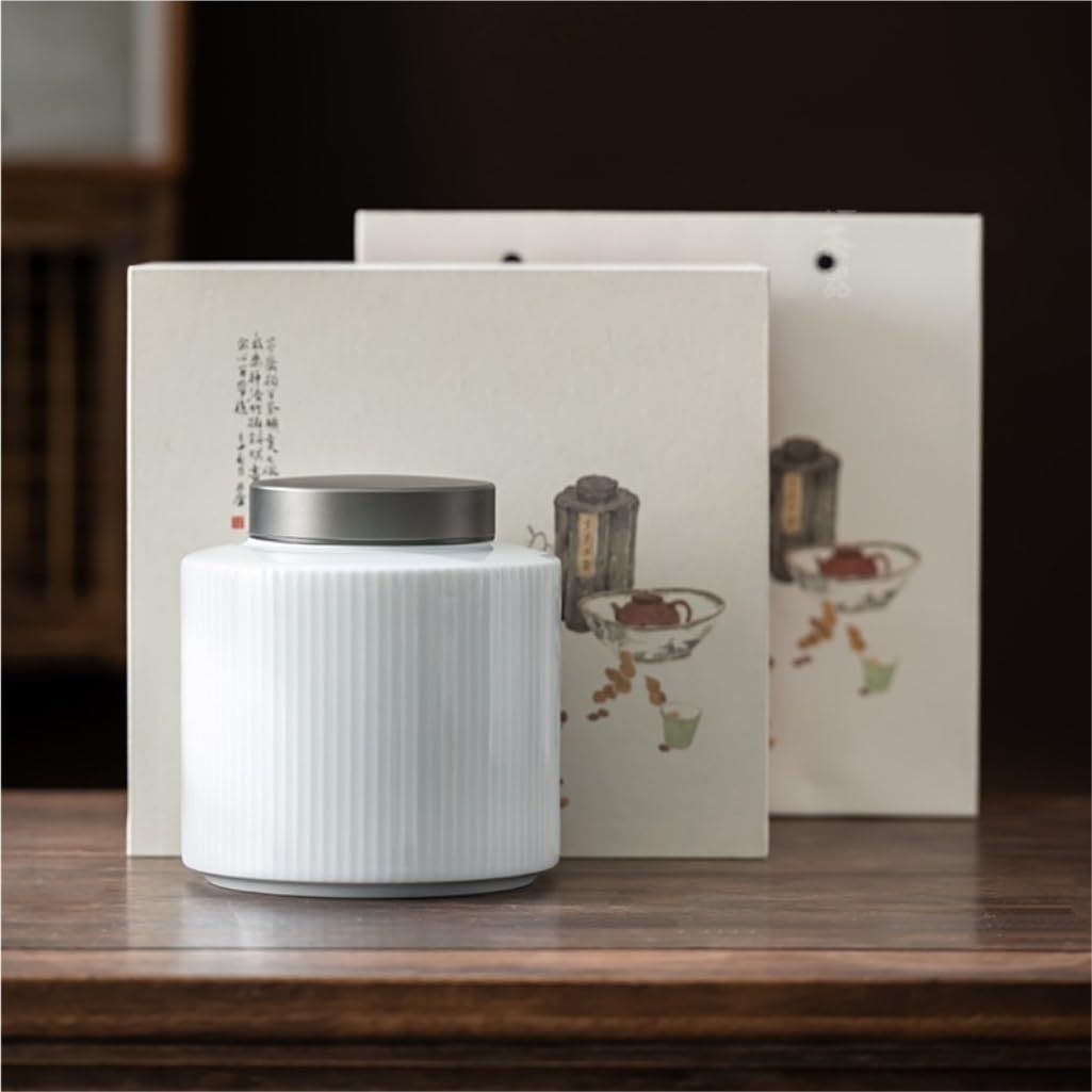 SONGCHAO Sugar Jar Tea Cans Ceramic Sealed Cans Aluminum Metal Lid Storage Cans Home Kitchen Food Storage Cans Tea Cans Tea Warehouse Tea Canister