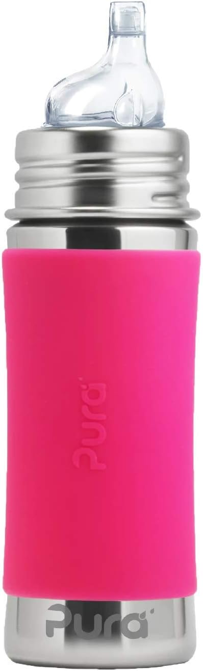 Pura Stainless 11oz/ 325ml Sippy Cup - Pink Sleeve