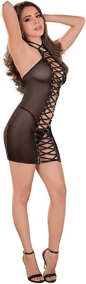 Plus Size Bold Laced Up Chemise Set