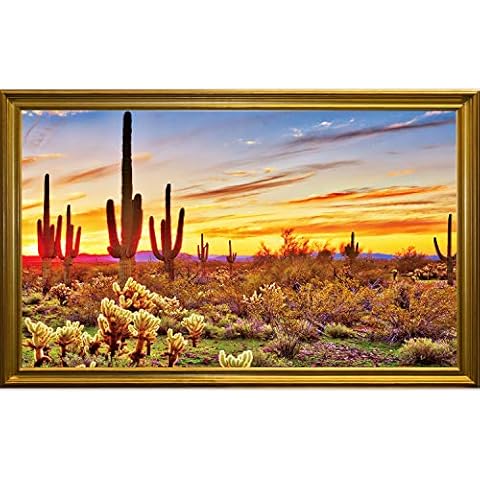 Cactus Sunset Wall Sticker Nature Plants Wall Stickers Fake Picture Frame Wall Decal Desert Oasis Wall Mural Removable Wall Decals for Office Bedroom Cover