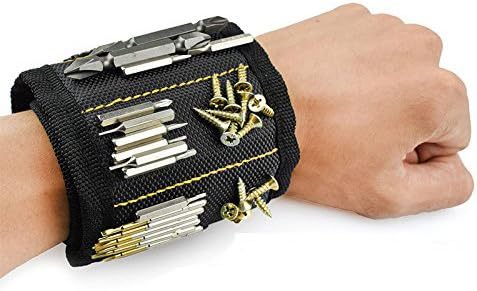 SigmaGo Magnetic Wristband with 15 Strong Magnets for Holding Tools, Screws, Nails, Drill Bits - Great Armband Gadgets Tools Valentine's Day Gifts for Men, Dad, Husband, Friends, Handyman, DIY