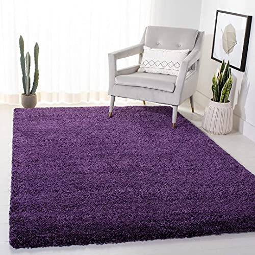 Image of AROMICK Modern Polyester Anti Slip Shaggy Fluffy Rug and Carpet for Living Room, Bedroom & Dining Room (4 x 6 Feet, Purple)