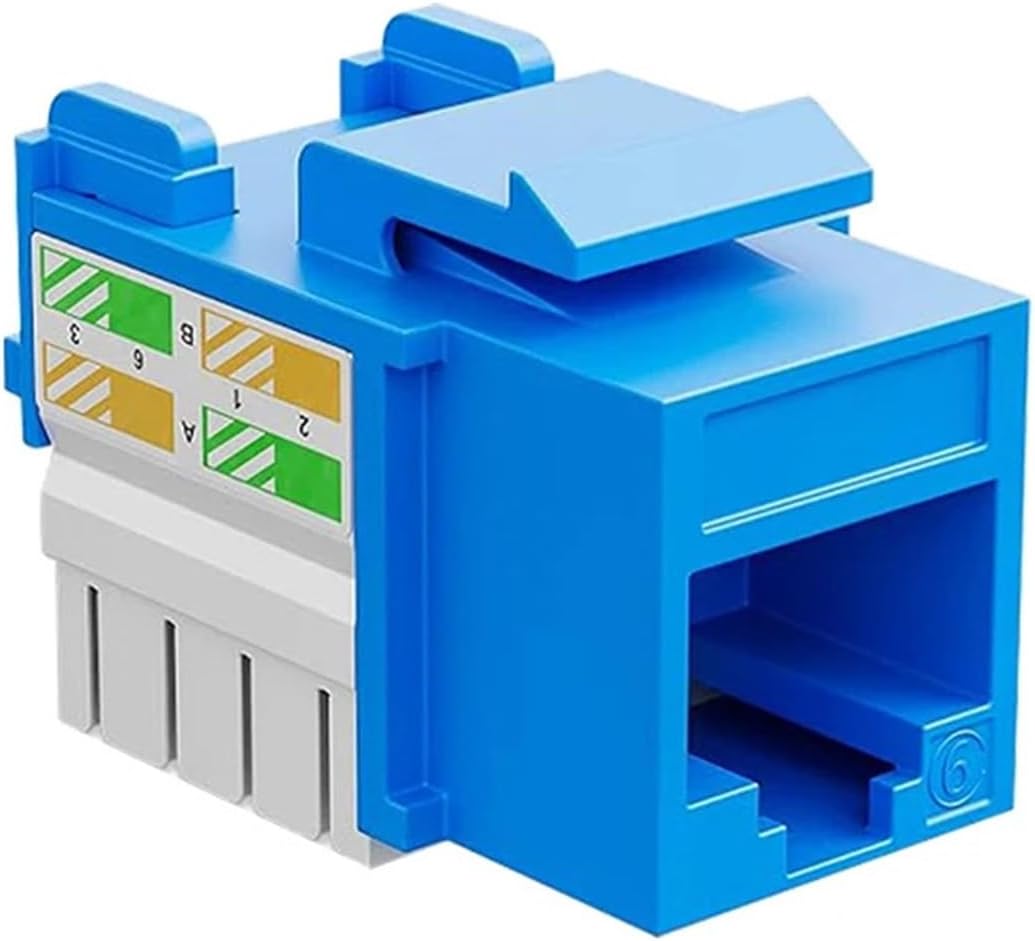 10-pack of RJ45 Cat6 jacks and punchdown brackets (not compatible with patch panels)(Blue)