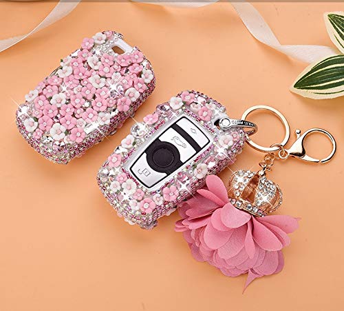 Hdcf Luxury Bling Diamond Crystal Ceramic Flower Decoration Car