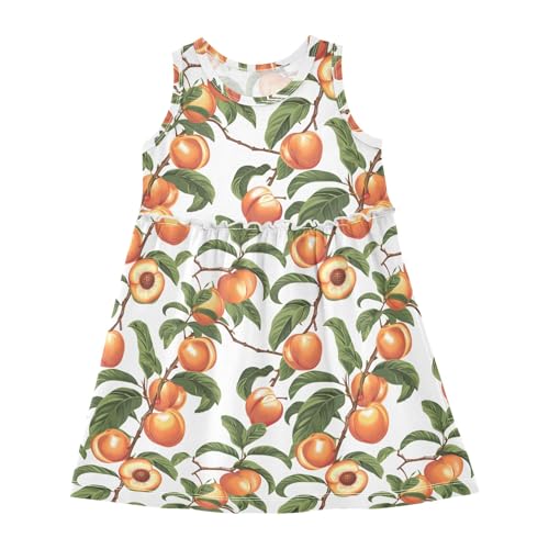Girls and Toddlers'Sleeveless Vintage Yellow Peaches Prints Summer Casual Dresses for Home Party Beach 2-8 Years