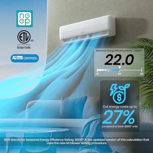 Image of TOSOT 30,000 BTU Mini-Split Air Conditioner and Heating System, 22 SEER2 Wifi-Enabled Ductless Inverter AC Unit with 16ft Copper Line Set, Voice Controlled, 208-230V, Cosmo Series