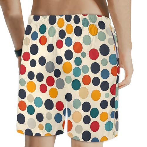 Men's Swim Trunks Size S Mural Dots with Mesh Lining Soft Breathable Quick Dry Beach Shorts Multicolored2