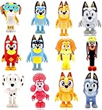 MUKSSE Bluеу Toys 12-Pack, Wolfs Action Figures Playset, Wolves Figurines Family and Friends Set, Cake Toppers 2-3.5 Inch