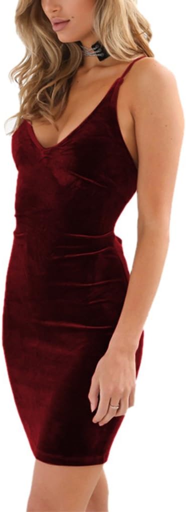 Zyyfly Doramode Women Sexy Club Dress Sleeveless Backless Velvet Mini Clothes Body Tight Dresses