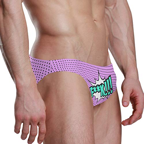Men Swim Brief Bikini Pop Art Text Bubble Polka Dots Beach Bikini For Men Swim Underwear Medium #TOP2