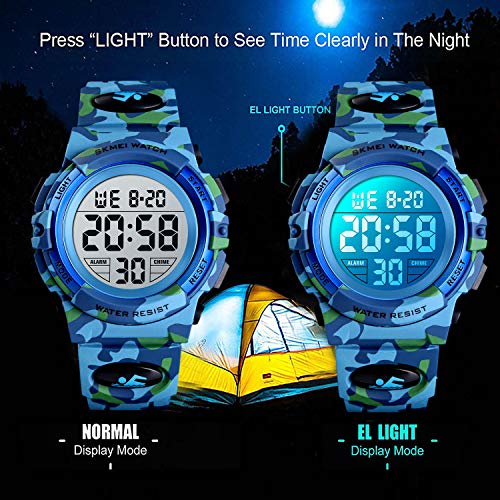 cofuo kids digital watch for boys girls boys watches ages 3-17sport outdoor watch for kid 50m waterproof analog multifunctional chronograph led alarm stopwatch silicone band kids gift