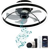 DewShrimp Wifi Low Profile Ceiling Fan Flush Mount Bladeless Ceiling Fan with Remote+App Smart Ceili