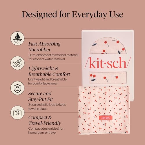 image for Kitsch XL Microfiber Hair Towel Wrap for Women – Ultra Absorbent Mic
