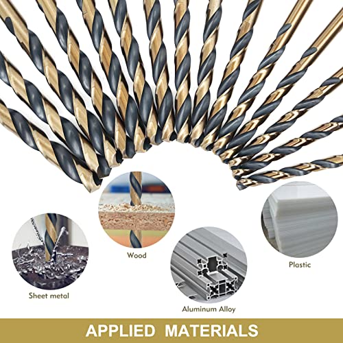 Behappy 29Pcs Cobalt Drill Bit Set, M35 High Speed Steel Drill Bit Sets, Twist Jobber Drill Bit Sets For Hardened Metal, Stainless Steel, Cast Iron With Indexed Round Case, 1/16"-1/2, Black And Gold #TOP2