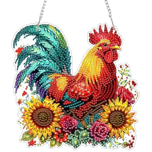 Cadeau 20x20 cm original avec ce kit diamond painting coq