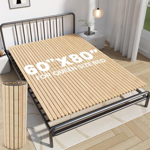 RUNSUNSPRI Bunkie Board Queen Size 60x80 Natural Bamboo Bed Boards for Under Mattress Heavy Duty Wood Support Board Anti-Sag Mattress Support Board Fits Metal Frames Sofa Beds Noise-Free Breathable