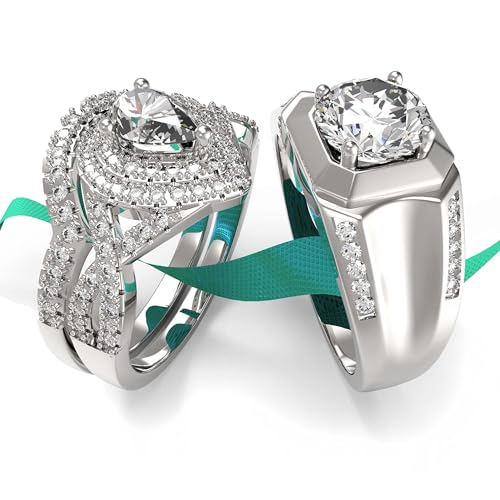 Wedding Ring Sets His And Hers Promise Ring Wedding Ring Sets His And Hers Couples Women 925 Sterling Silver Moissanite Man Sterling Silver Wedding Band