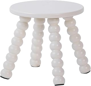 Solid Wooden Step Stool for Adults, 10 inch Stool for Kids Perfect Matched Sensory Table, Sturdy and Versatile Short Foot Stool for Bathroom, Kitchen, Bedroom, Plant Stand Natural (1, White)