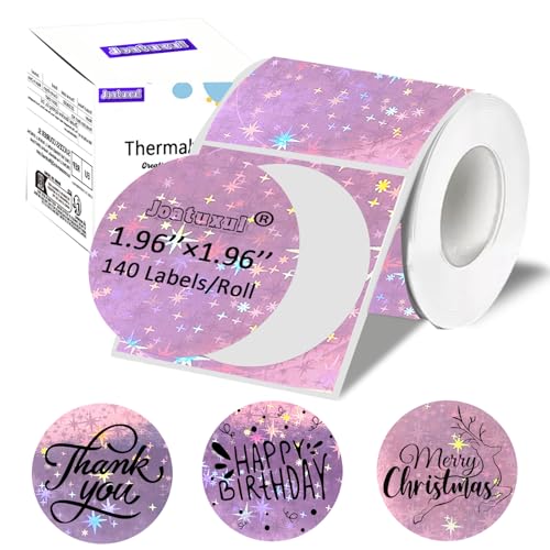 Joatuxul 2x2 ���E���h �z���O���t�B�b�N ���M���x�� T50M Pro/M110/M100/M220 ���x�����[�J�[����т��̑���4x6�T�[�}���v�����^�[�ɑΉ� �o�[�R�[�h&�J�X�^���X�e�b�J�[�p 140��/1���[�� �X�^�[���C�g�s���N