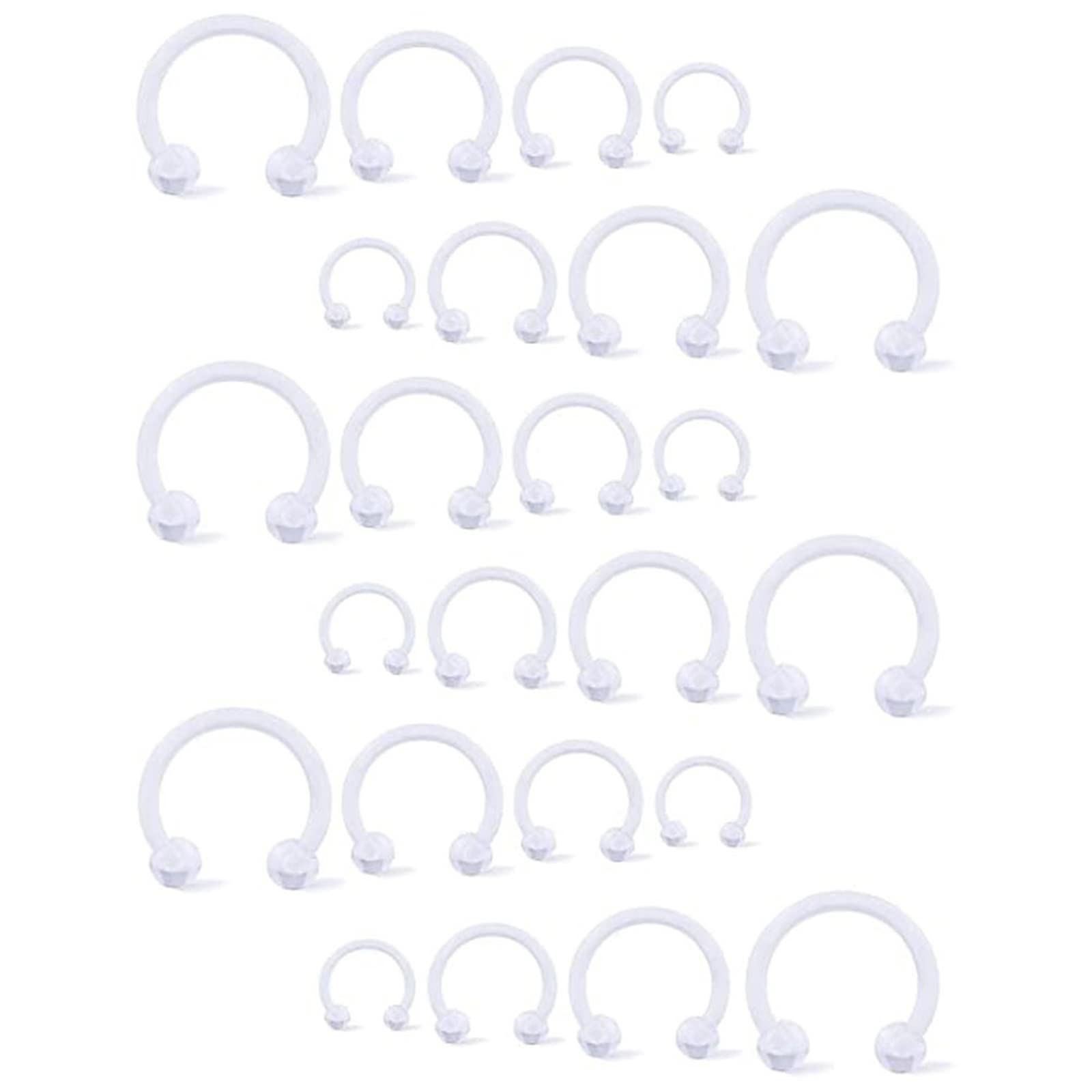 1,2 mm kolczyk do nosa, okrągły kolczyk typu Barbell, kliker, podkowa, przezroczysty, dla kobiet, do uszu, warg, nosa, języka, brwi, zestaw 104 szt, Akryl, Bez cyrkonii
