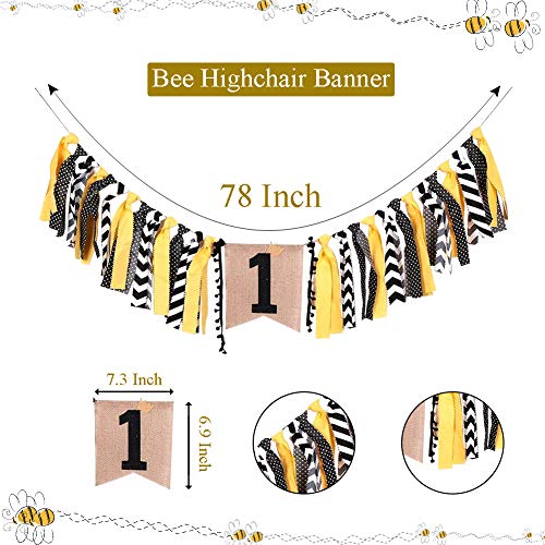 Pratyus Bee First Birthday Party Decorations Set For Baby Showers Bumblebee Themed Party Supplies With Happy Bee Day Banner & Cake Topper, Yellow Highchair Banner, Bee Balloons For Girls Boys #TOP3