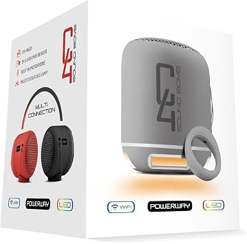 PowerWay Powerway C4 Gümüş Taşınabilir Bluetooth Hoparlör Ses Bombası Yüksek Ses Gücü Sese Duyarlı Led Işık