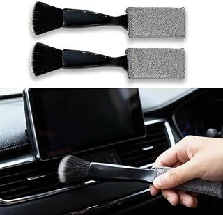 Double-Headed Car Cleaning Brush, Car Detailing Brush, Durable, Easy to Store Without damaging Interior Surfaces; Suitable for Cleaning dashboards (2PCSBlack)