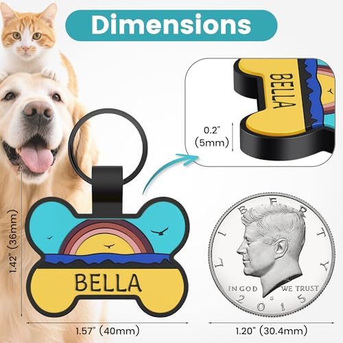 GiSUREY Silicone Dog Tags Personalized for Pets - Silent Dog Cat Name Tag with Deeply Engraved - Soft Pet ID Tags for Collars with Art Design Pattern (Bone) — view 2