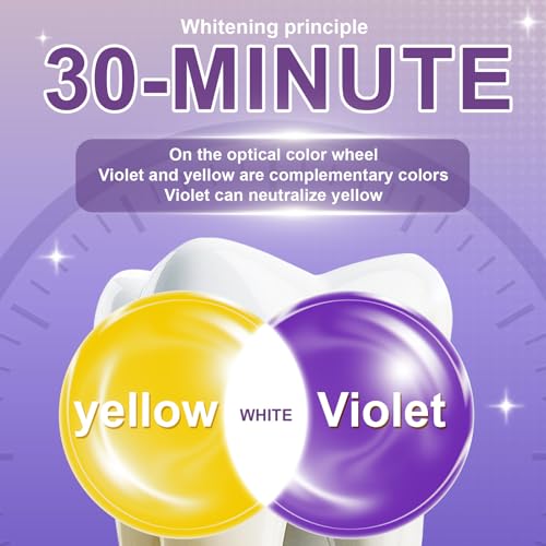 Purple Teeth Whitening Strips - Enamel Safe for Sensitive Tooth - with Non-Slip Dry Strip Technology - Deep Stains Removal Teeth Whitening 15 Teatments / 30 Strips — view 2