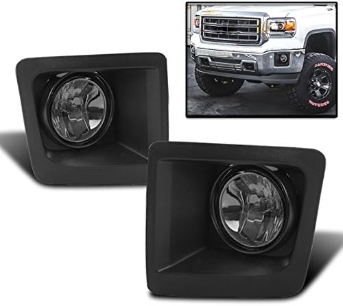 Front Bumper Driving Fog Lights Smoke w/Bulbs Compatible with 2014-2016 GMC Sierra 1500