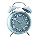 Produktbild Jinberry Retro Wecker / glockenwecker / Vintage Tischuhr mit licht Nachtlicht, 4 Zoll Lautlos Analog Quarz ohne Ticken Schleichende Sekunde Alarm Clock - Blau
