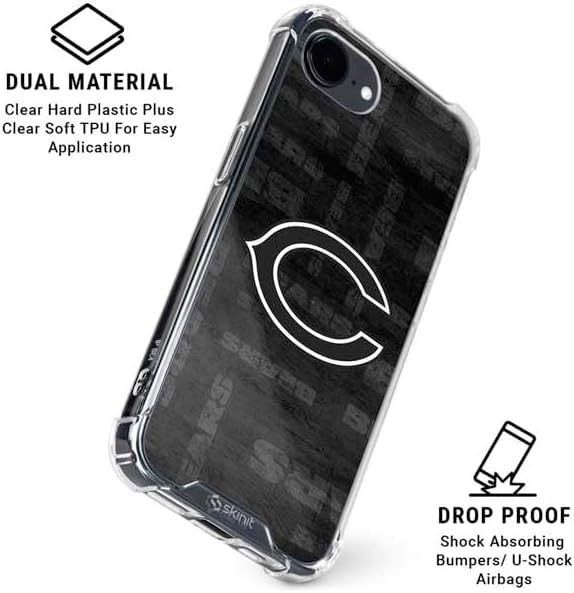 Skinit Clear Phone Case Compatible with iPhone 16e - Officially Licensed NFL Chicago Bears Black & White Design