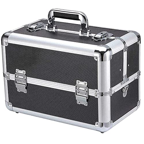 Slovenia Professional Make-up Vanity Case with 3 Tier Dividing Tray (Black)