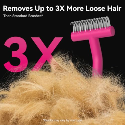 Image of aumuca Dog & Cat Deshedding Brush - Pet Grooming Brush & Undercoat Rake for Long or Short Hair - Dematting Comb for Dogs, Cats, Matted Fur, Kitten, Puppy, Rabbit, Horse