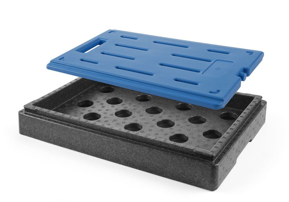HENDI Plaque eutectique froide professionnelle, GN 1/1, pour caisses isothermes, élément réfrigérant, accumulateur de froid, bloc thermique, pack bloc de glace, 530x325x(H)30mm, HDPE, bleu