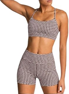 IMEKIS Women's Workout Sets 2 Piece Yoga Outfit High Waisted Biker Shorts Leggings Sports Bra Gym Fitness Clothes Tracksuit