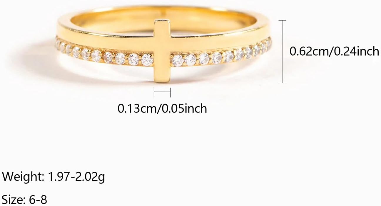 SUYACS 14K Gold Plated Cross Pray Rings for Women Non Tarnish 925 Sterling Silver Dainty CZ Faith Ring Trendy Stackable Eternity Promise Ring Birthday Wedding Jewelry Gifts to My Daughter