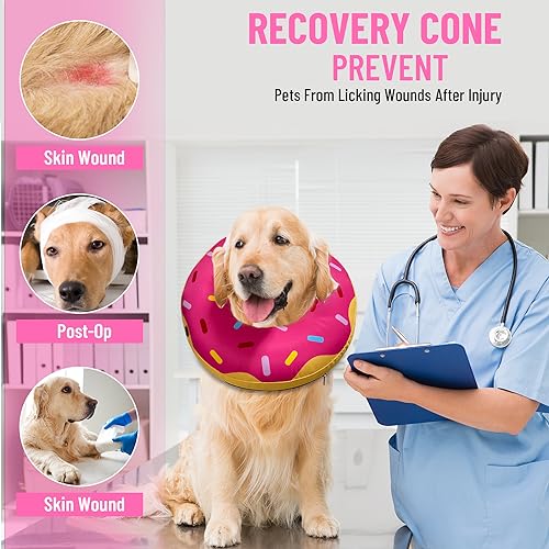 Image of Large Dog Donut Collar - Dog Cone Alternative Dog Cone Collar Alternative After Surgery. Dog Donut Cones for Large Dogs. Inflatable Dog Collars for After Surgery (S-Neck : 7 inch- 9.5 inch)