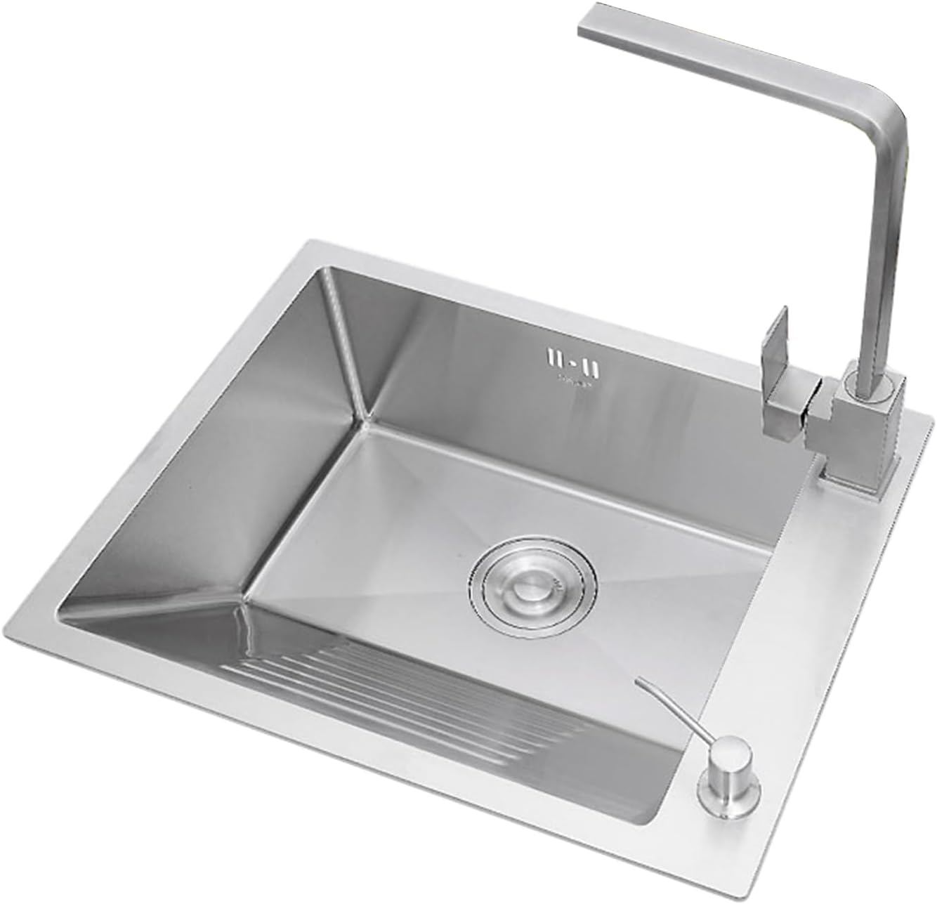 Commercial 304 Stainless Steel Laundry Tub for Indoor and Outdoor Use Double Bowl Sink Deep Kitchen Sink with Accessories - Right Tap - 55 x 45 cm/2