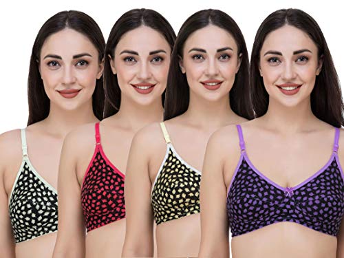 Image of Fasense Women's Cotton Leaf Print Medium Coverage Wire Free Non Padded Bra