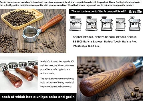 NEOUZA 54mm Bottomless Portafilter Compatible with Breville Sage Coffee Espresso Machine 870/875/878/880,Fillter Basket, Spoon,Tamper Mat,Brush
