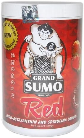 Grand Sumo Red Flower Horn & Cichlid Fish Food, Medium Pellet, 550-gram