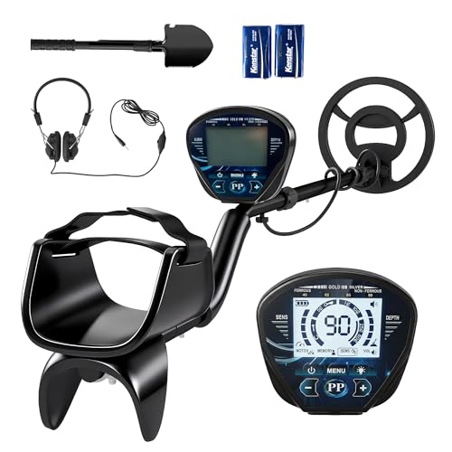 Outsunny Metalldetektor IP68 Wasserdicht Metallsuchgerät mit 3 Modi Kopfhörer Schaufel Spule LCD-Display 7 Zoll Detektionstiefe, Metalldetektoren für Erwachsene Schwarz