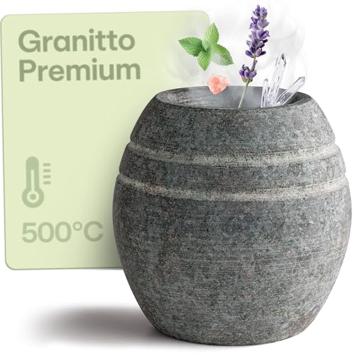Praknu Uovo per sauna in granito robusto – Per momenti aromatici di relax – Ciotola per infusi e oli – Formato compatto – Per casa e benessere