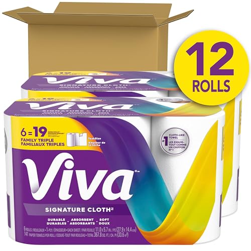 Image of Viva Signature Cloth Paper Towels, Task Size, 12 Family Triple Rolls, 141 Sheets per Roll (Packaging May Vary)